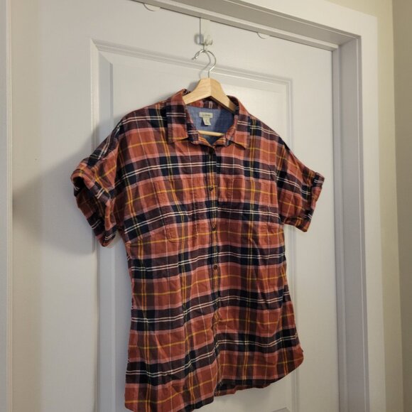 Womens BeanFlex All-Season Flannel Shirt Short-Sleeve - Picture 2 of 5